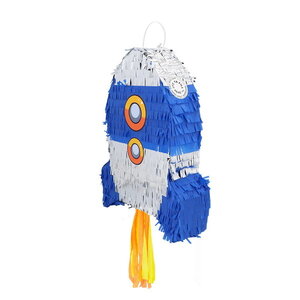 Piñata raket blauw zilver