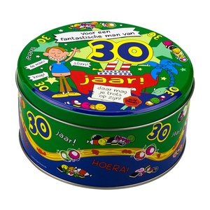 Snoep koekjestrommel 30 jaar man Op is Op