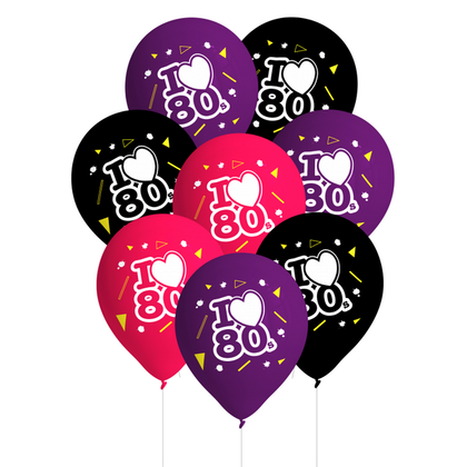 Ballonnen I LOVE 80's 8 stuks