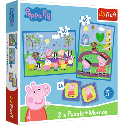 Puzzels 2 stuks en Memory spel Peppa Pig