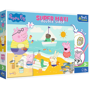 Puzzel Peppa Pig Super MAXI met kleurboek Op is Op