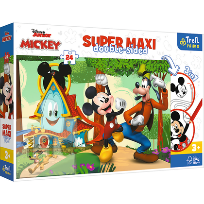 Puzzel Mickey en Goofy Super MAXI met kleurboek