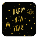 Deurbord Happy New Year goud zwart Op is Op