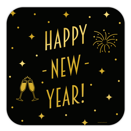 Deurbord Happy New Year goud zwart