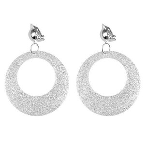 Oorbellen disco glitter zilver Op is Op