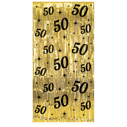 Deurgordijn 50 jaar goud zwart 200cm x 100cm