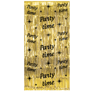 Deurgordijn Party Time goud zwart 200cm x 100cm