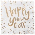 Servetten Happy New Year goud wit Op is Op