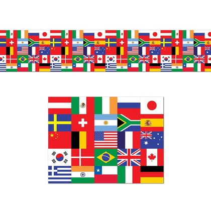 Wanddecoratie Internationale vlaggen 7.62 meter