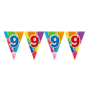 Globos 9 jaar vlaggenlijn dubbelzijdig bedrukt