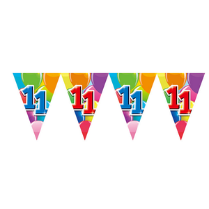 Globos 11 jaar vlaggenlijn dubbelzijdig bedrukt