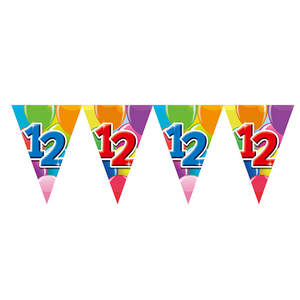 Globos 12 jaar vlaggenlijn dubbelzijdig bedrukt