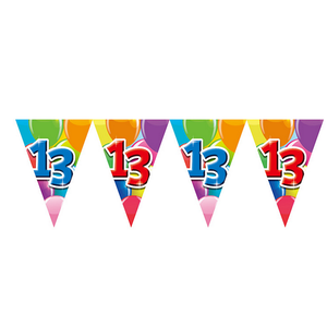 Globos 13 jaar vlaggenlijn dubbelzijdig bedrukt