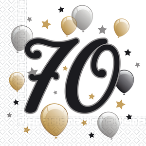 Globos Servetten 70 jaar stijlvol zwart-goud-zilver