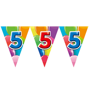 Globos 5 jaar vlaggenlijn dubbelzijdig bedrukt