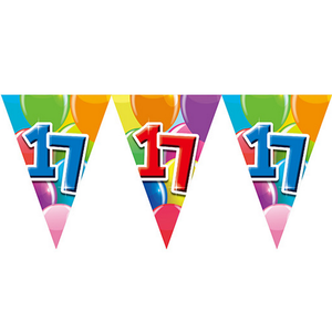 Globos 17 jaar vlaggenlijn dubbelzijdig bedrukt
