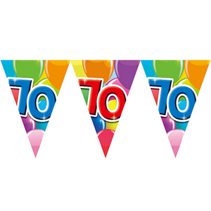 Globos 70 jaar vlaggenlijn dubbelzijdig bedrukt