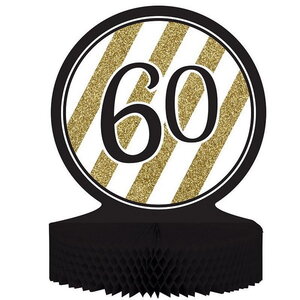 Tafeldecoratie 60 jaar zwart wit goud 30cm