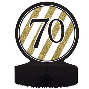 Tafeldecoratie 70 jaar zwart wit goud 30cm