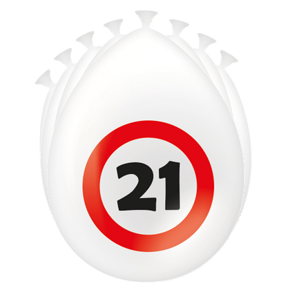 Ballonnen 21 jaar verkeersbord