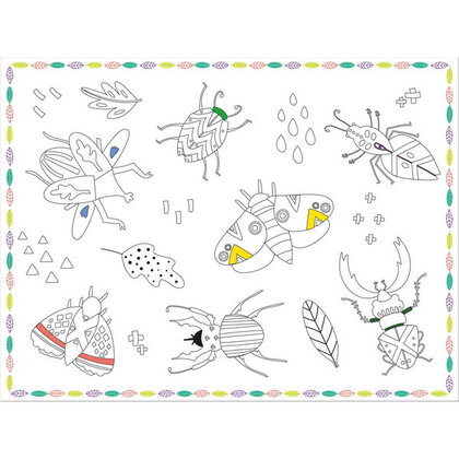 Placemat kleurplaat insecten 6 stuks