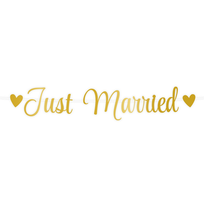 Letterslinger Just Married goudkleurig 3 meter