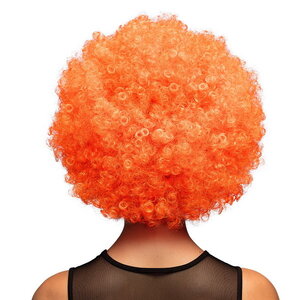 Pruik afro of clown oranje luxe Op is Op