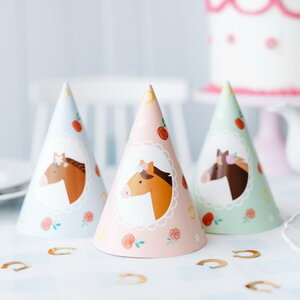 Feesthoedjes paard met bloemen 6 stuks Op is Op
