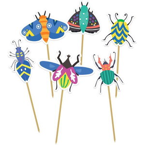Prikkers met insecten en cupcake wikkels 6 stuks