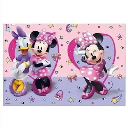 Tafelkleed Minnie Mouse en Katrien roze paars