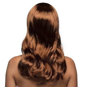 Pruik lang stijlvol donkerbruin Op is Op