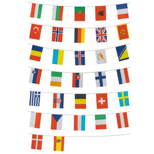 Vlaggenlijn 32 landen stof Europa