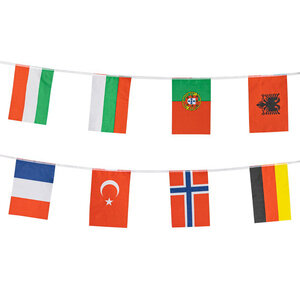 Vlaggenlijn 32 landen stof Europa