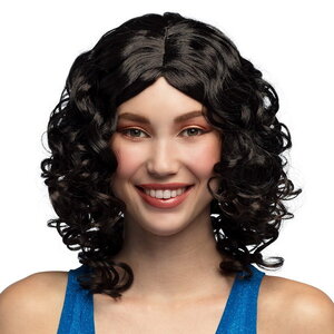 Pruik Dallas glamour donkerbruin-zwart Op is Op