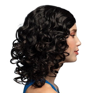 Pruik Dallas glamour donkerbruin-zwart Op is Op