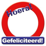 Schild Hoera blanco gefeliciteerd groot Op is Op