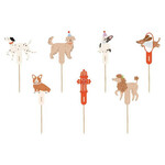Taart en Cupcake prikkers Hondjes 7 stuks Op is Op