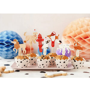 Taart en Cupcake prikkers Hondjes 7 stuks Op is Op