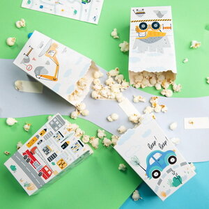 Popcorn bakjes Voertuigen 6 stuks