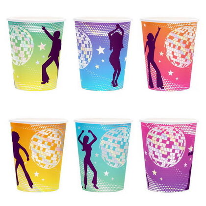 Bekertjes Disco gekleurd 6 stuks