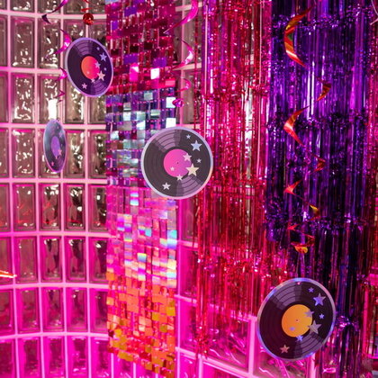 Hangdecoraties Disco singles 6 stuks