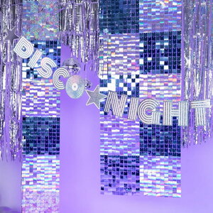 Letterslinger Disco Night wit zilver 182cm x 16cm