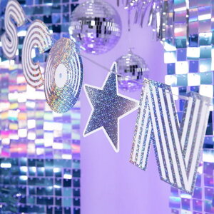 Letterslinger Disco Night wit zilver 182cm x 16cm