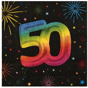 Servetten 50 jaar gekleurd 12 stuks