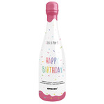 Partyfles Let it pop happy birthday roze Op is Op
