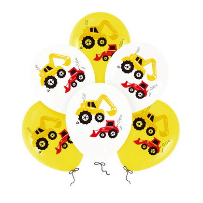 Ballonnen bouwauto's 6 stuks