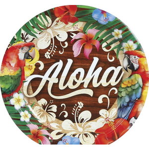 Bordjes Aloha met bloemen 6 stuks Op is Op