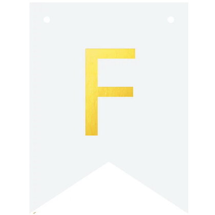 Letter F goudkleurig op witte kaart