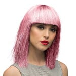 Pruik Disco met glitter roze Op is Op