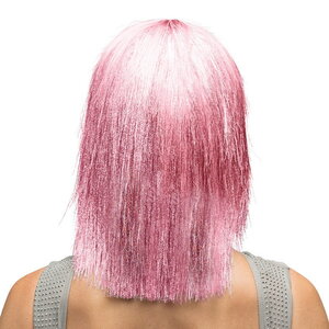 Pruik Disco met glitter roze Op is Op